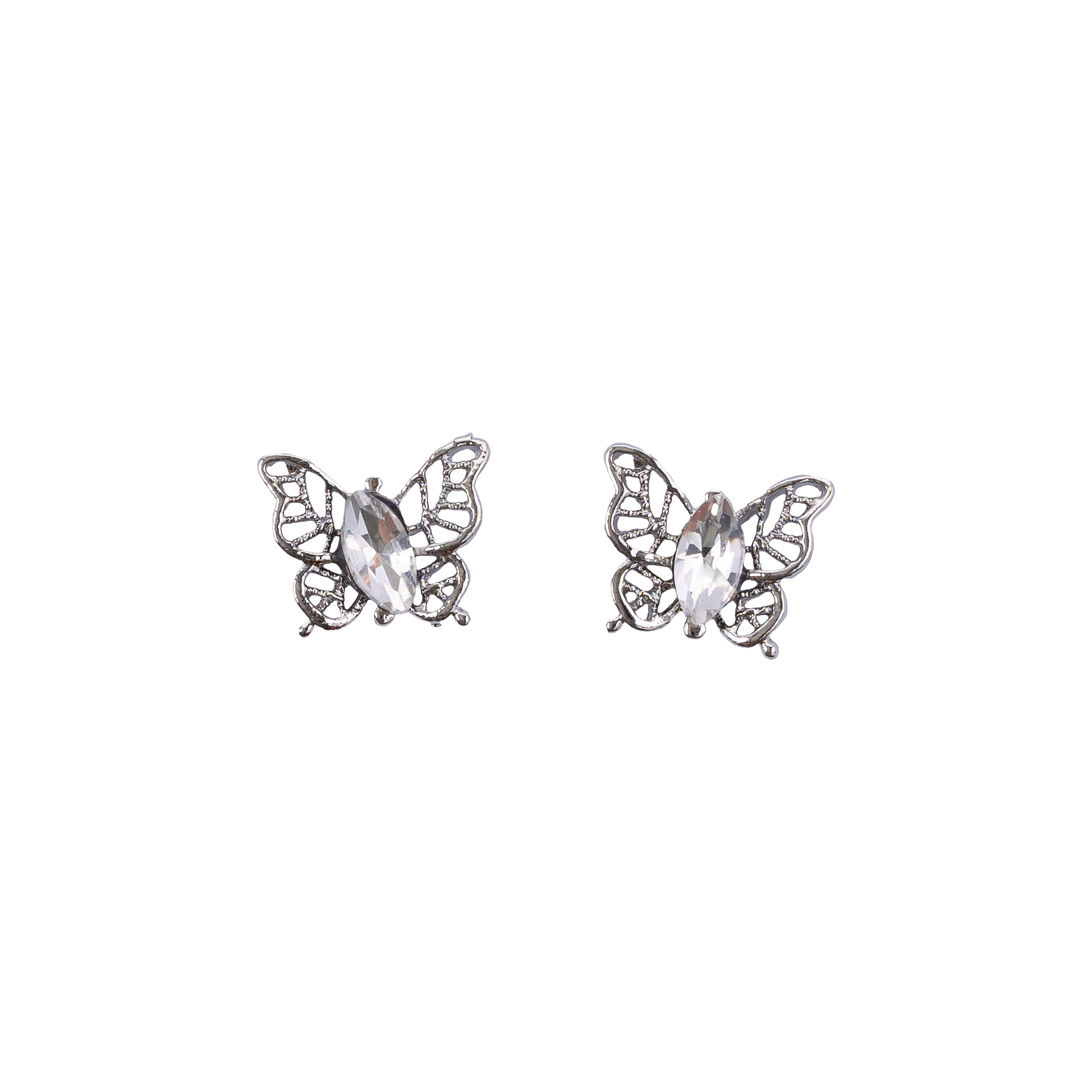 Paquete dijes mariposas cristal plateada