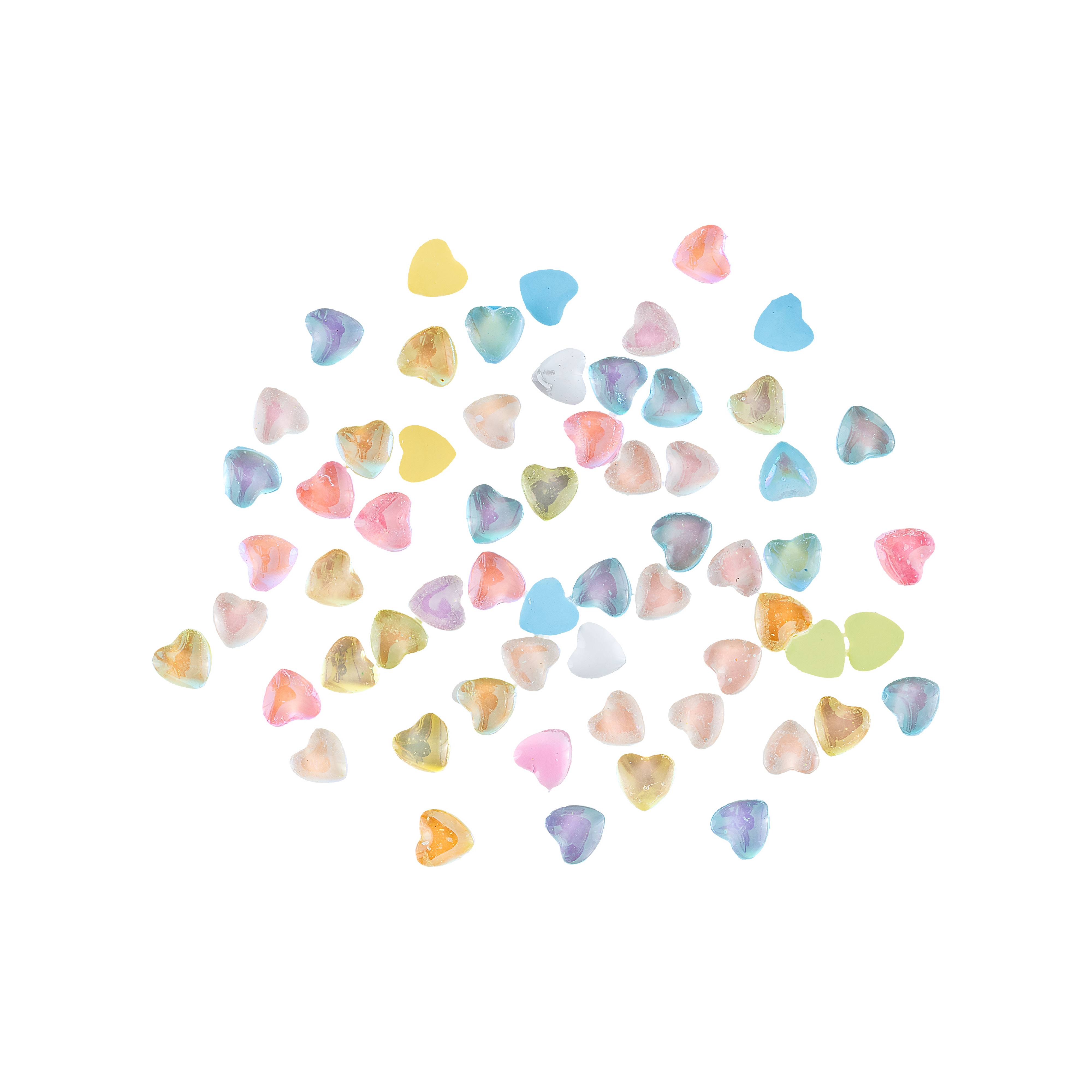 PAQUETE DE CENTROS DE CRISTAL MINI CORAZONES PASTELES