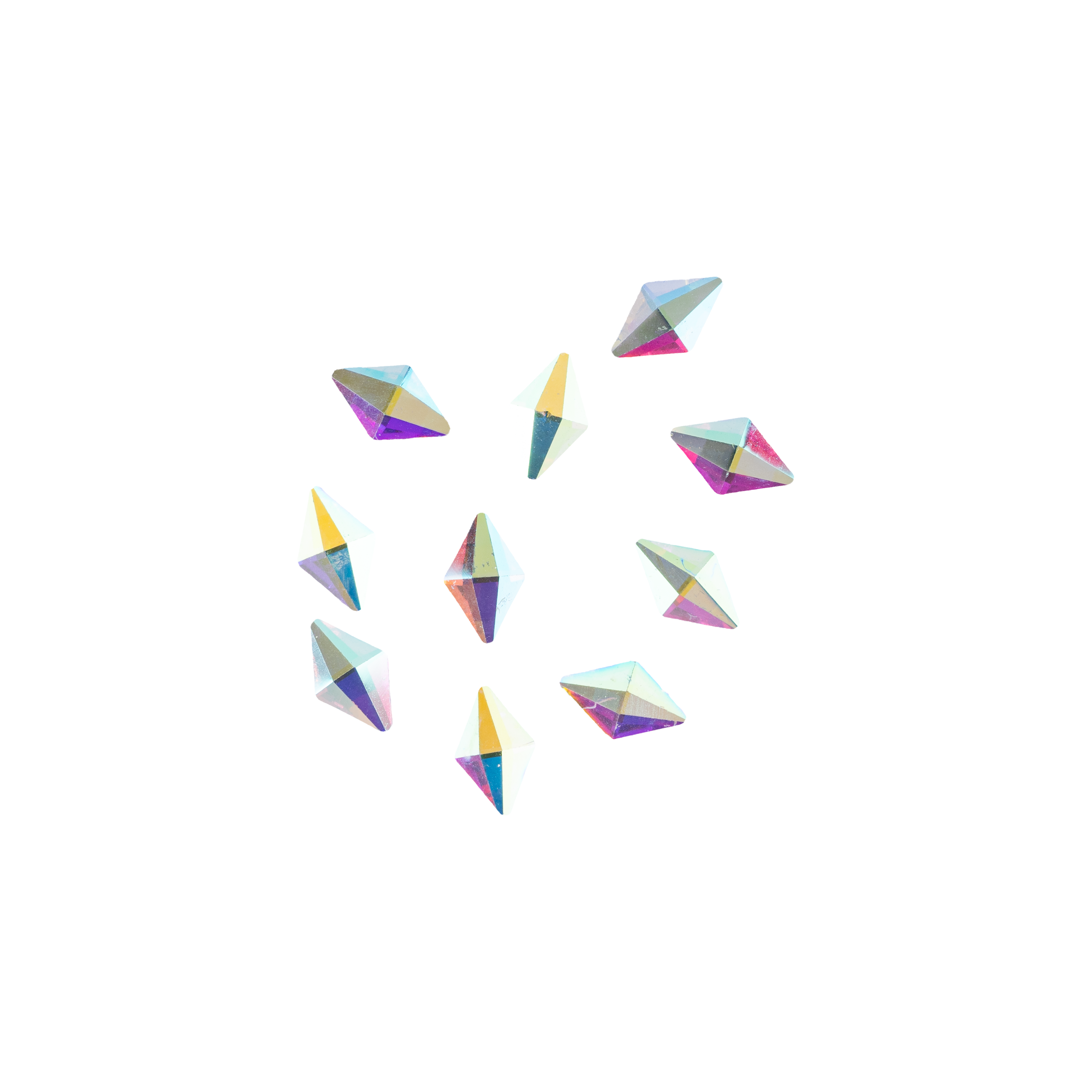 PAQUETE DE CENTROS DE CRISTAL ROMBO 3D AB X 10UD