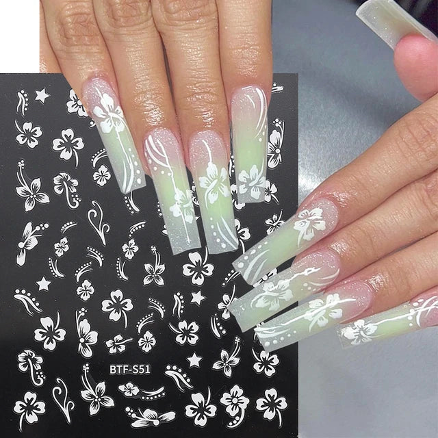 Sticker BTF-S51 Flores blancas