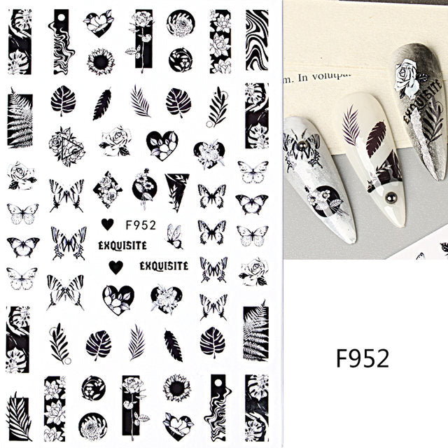 Sticker F952 Hojas y Mariposas