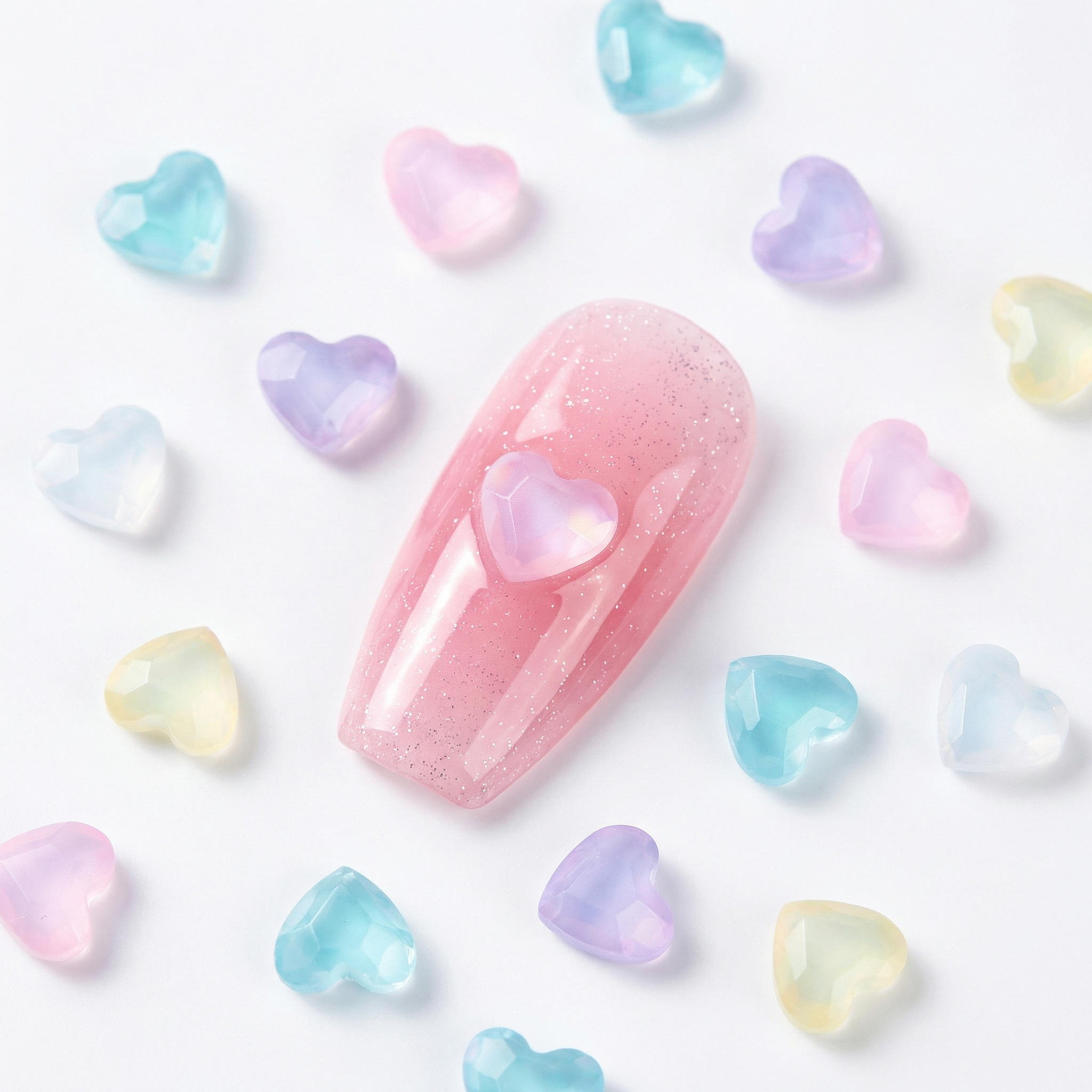 PAQUETE DE CENTROS DE CRISTAL CORAZONES PASTELES 5MM