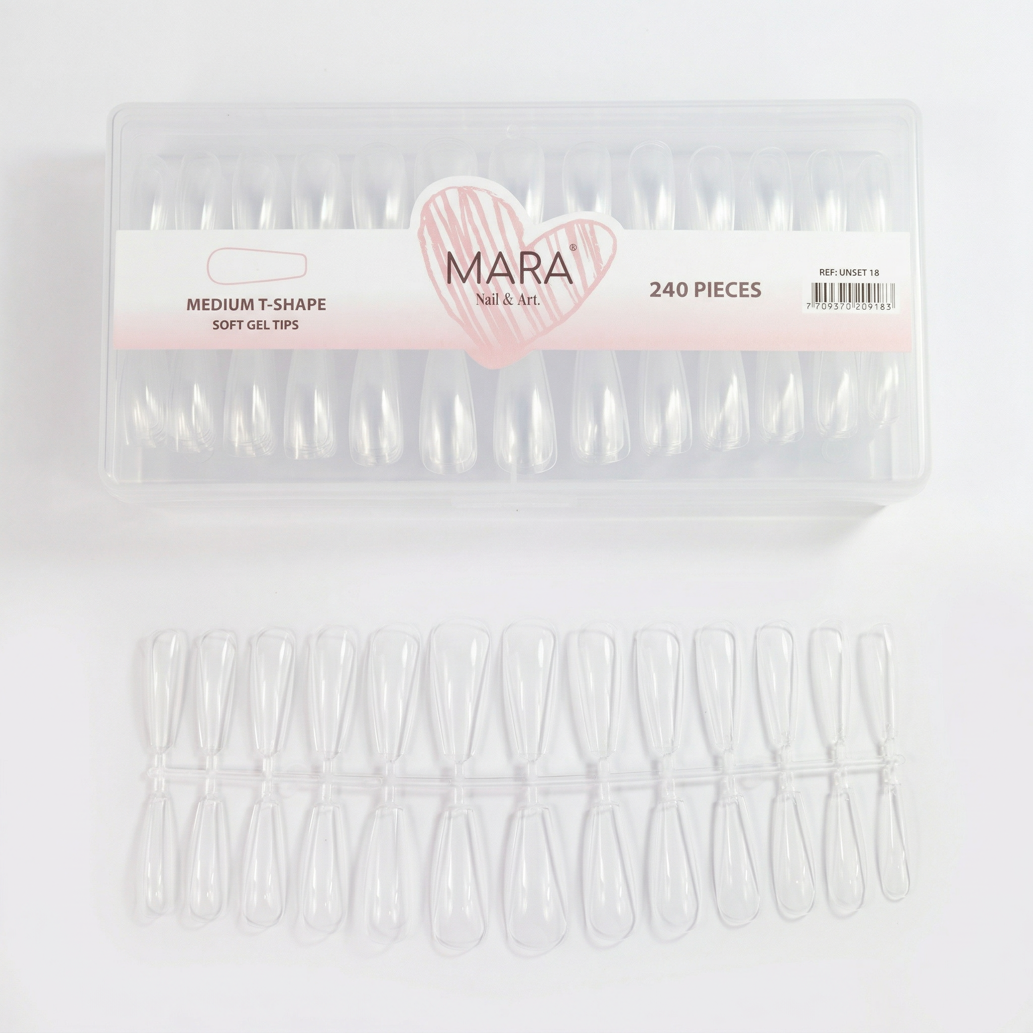 Uñas Press On Mara Medium T-Shape 240uds