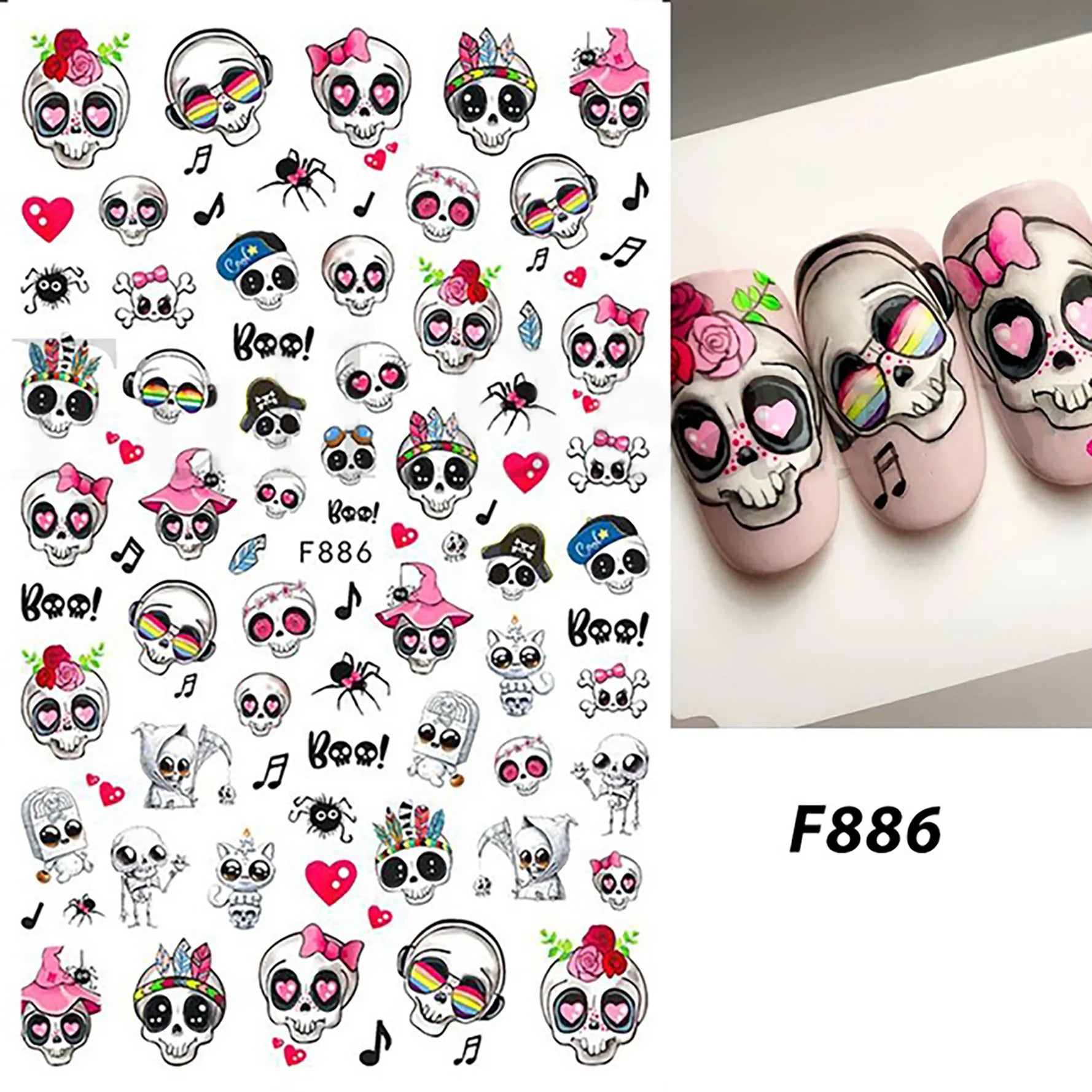Sticker Halloween F886 Calaveras cute