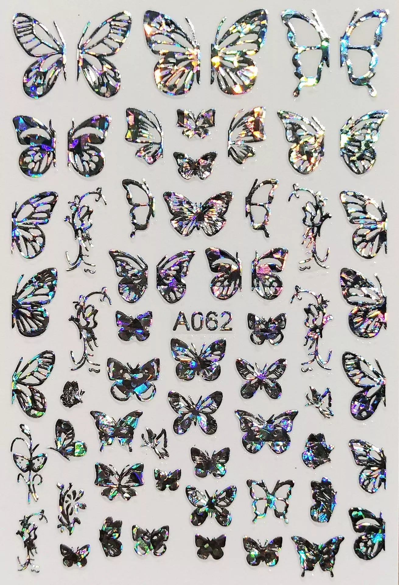 Sticker A062 Plateado Mariposas