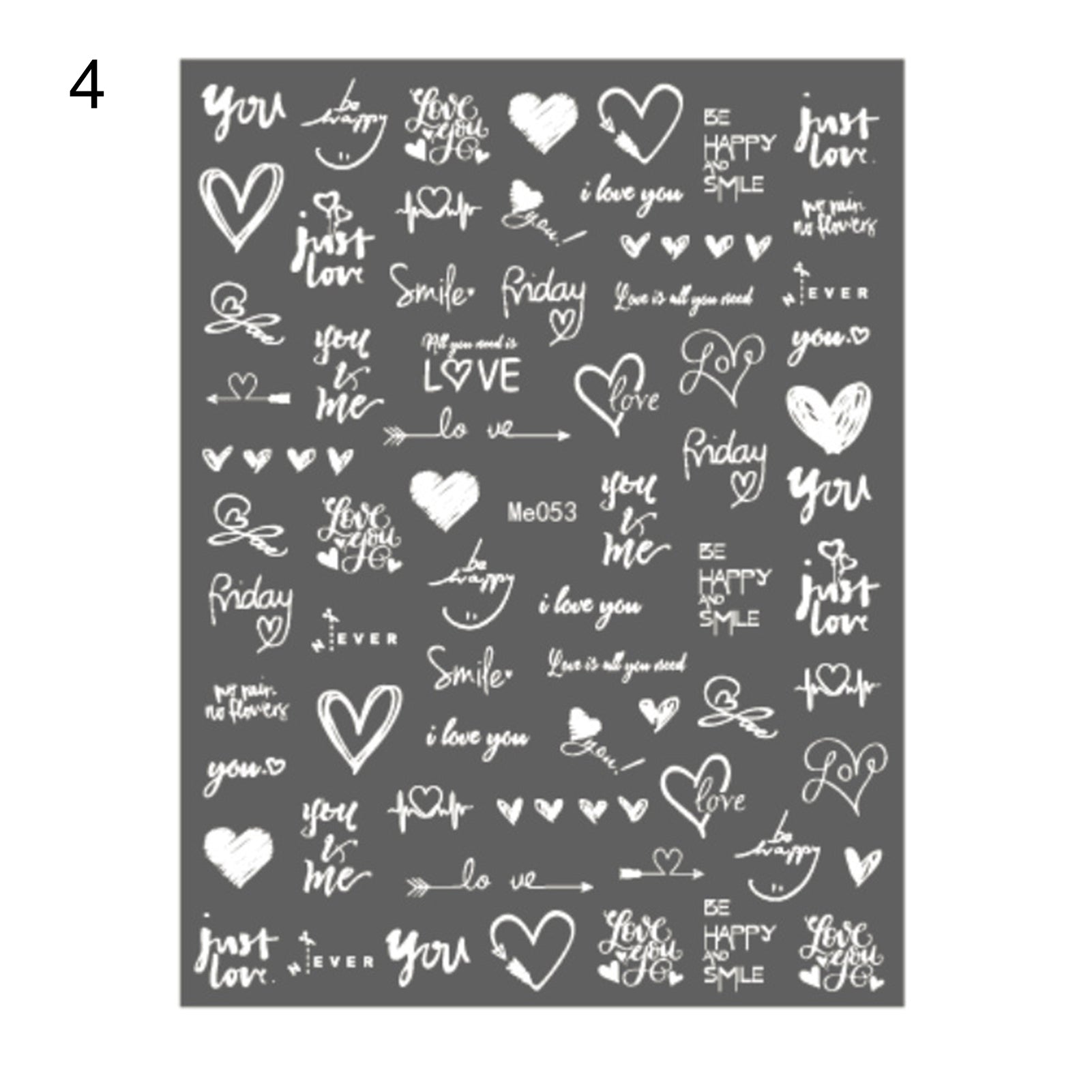 Sticker Me053 Letras y Corazones Blanco