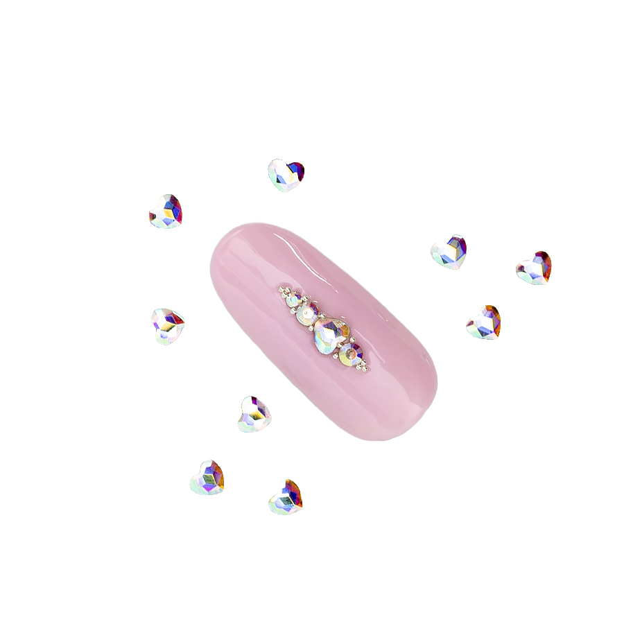 PAQUETE DE CENTROS DE CRISTAL MINI CORAZON AB X 10UD