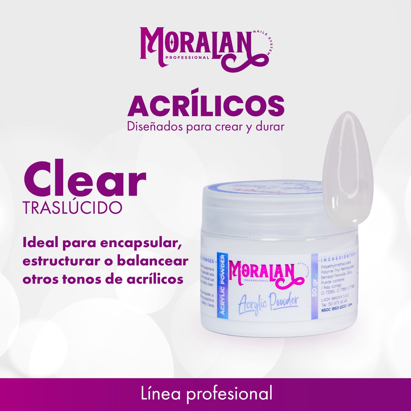 Acrílico Powder Clear 50gr MORALAN