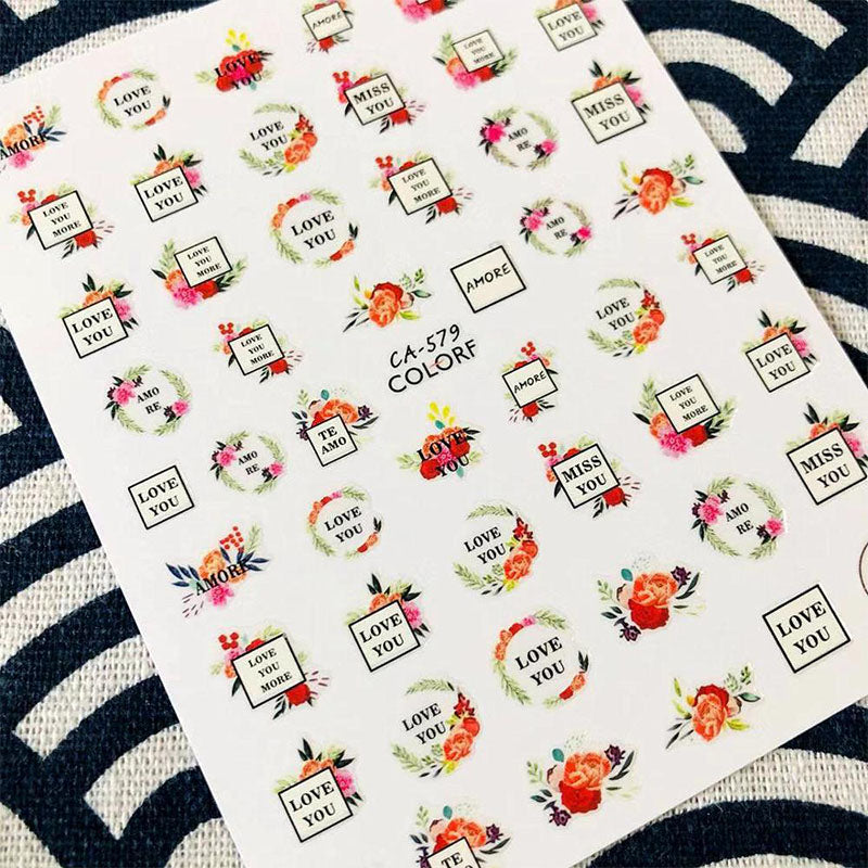 Sticker CA-579 Flores y Letras