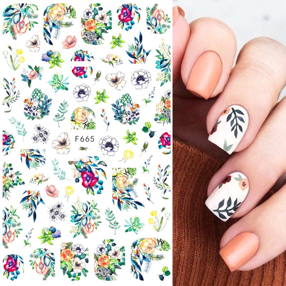Sticker F665 Flores y hojas