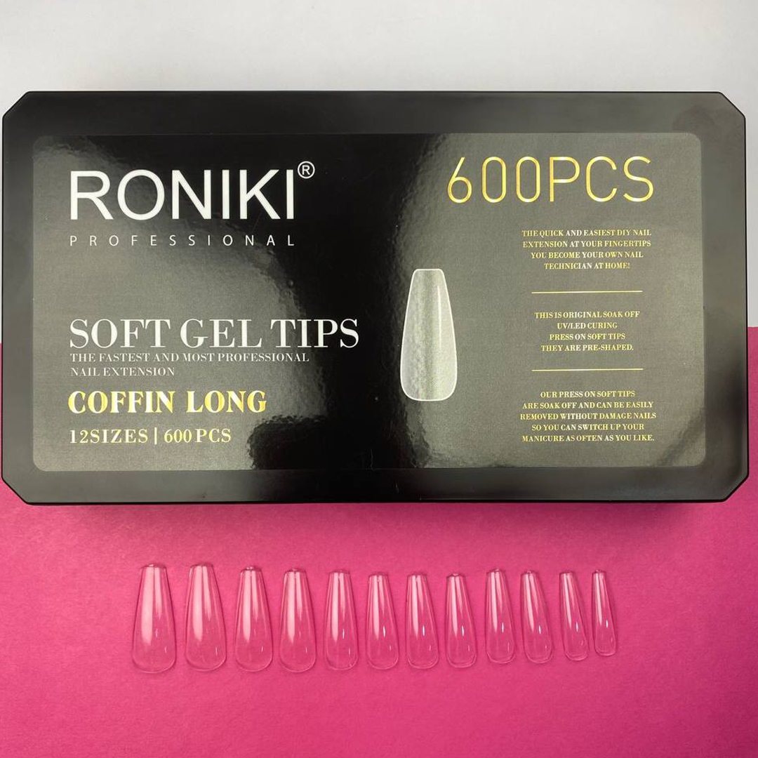 Roniki Soft Gel Tips Coffin Long 600uds