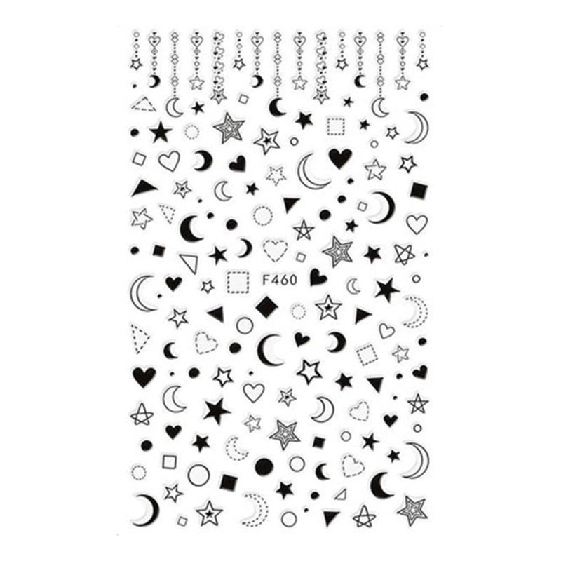 Sticker F460 Corazones y Estrellas Negros