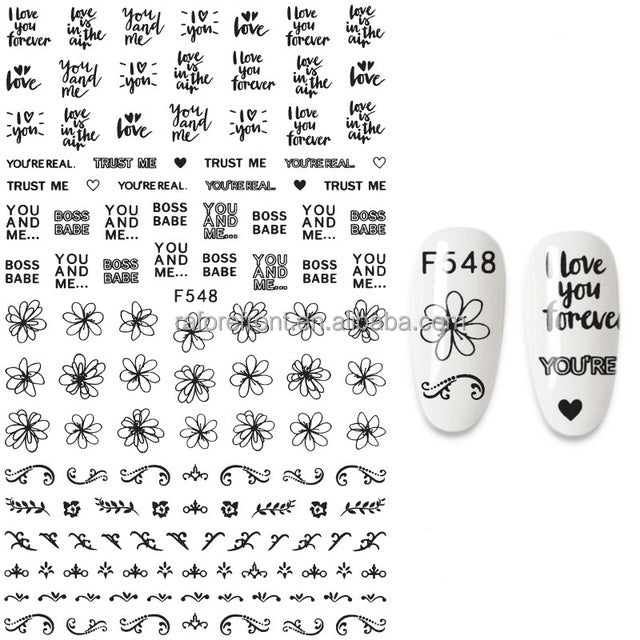 Sticker F548 Flores Negro