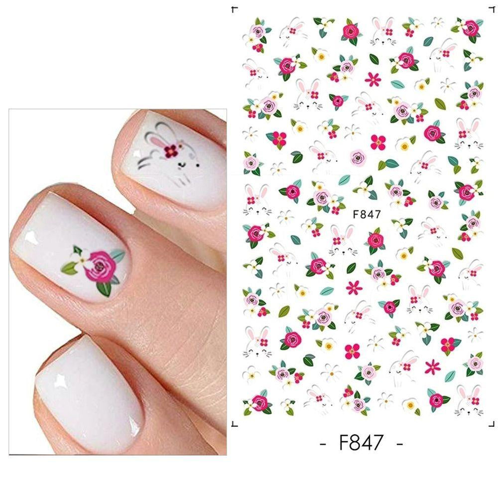 Sticker F847 Flores y Conejos