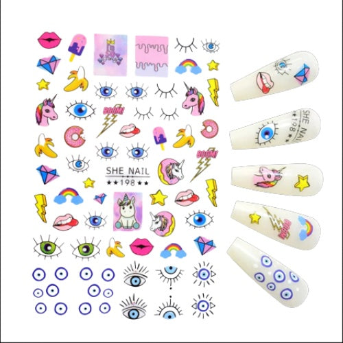 Sticker SHE NAIL 198 Unicornio