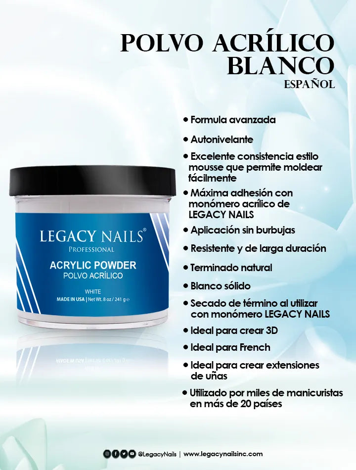 Polvo Acrílico White Legacy Nails